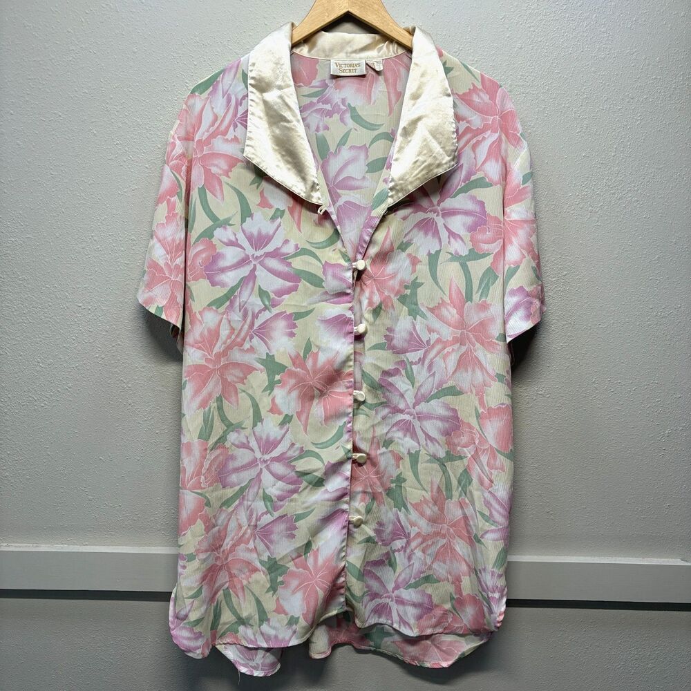 Vtg 90’s Victoria’s Secret Gold Label Floral Print Night Shirt Oversized sz M/L